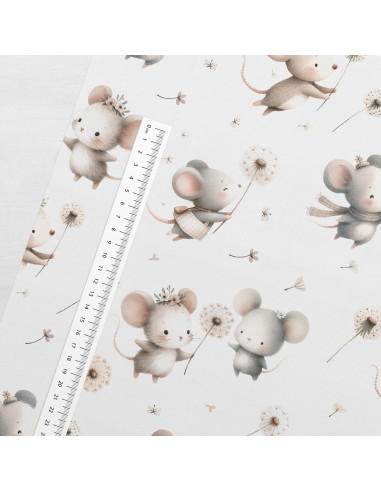 Premium cotton fabric - Mice and dandelions
