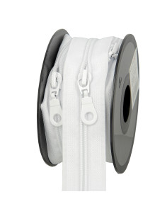 5-meter roll of 5 mm nylon zipper with sliders - White