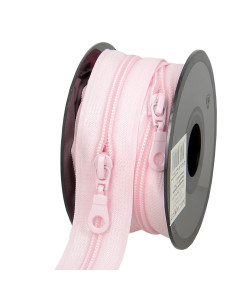 5-meter roll of 5 mm nylon zipper with sliders - Pink