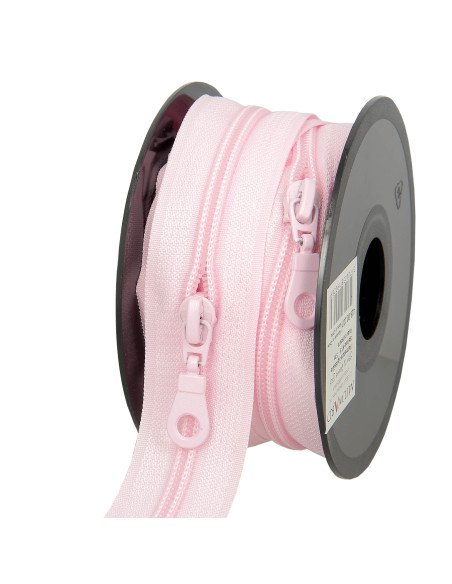 5-meter roll of 5 mm nylon zipper with sliders - Pink