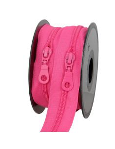5-meter roll of 5 mm nylon zipper with sliders - Fuchsia