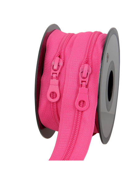 5-meter roll of 5 mm nylon zipper with sliders - Fuchsia