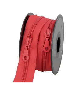 5-meter roll of 5 mm nylon zipper with sliders - Red