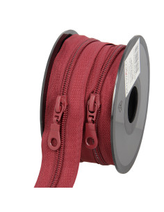 5-meter roll of 5 mm nylon zipper with sliders - Dark red