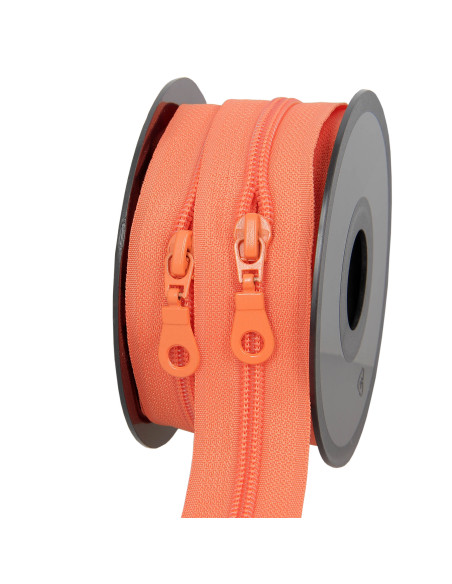 5-meter roll of 5 mm nylon zipper with sliders - Orange