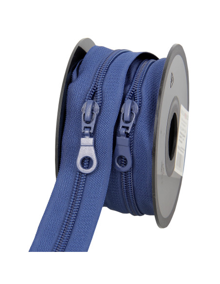 5-meter roll of 5 mm nylon zipper with sliders - Blue