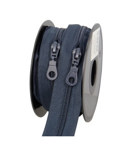 5-meter roll of 5 mm nylon zipper with sliders - Slate