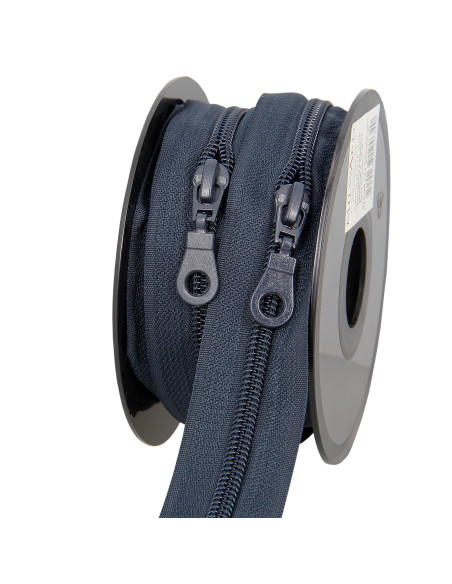 5-meter roll of 5 mm nylon zipper with sliders - Slate