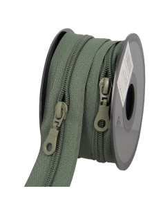 5-meter roll of 5 mm nylon zipper with sliders - Green
