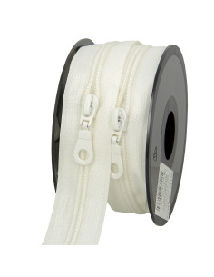 5-meter roll of 5 mm nylon zipper with sliders - Ecru
