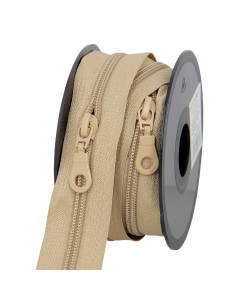 5-meter roll of 5 mm nylon zipper with sliders - Beige