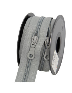 5-meter roll of 5 mm nylon zipper with sliders - Gray