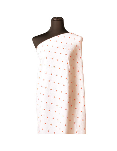 Double gauze cotton fabric - Small red heart