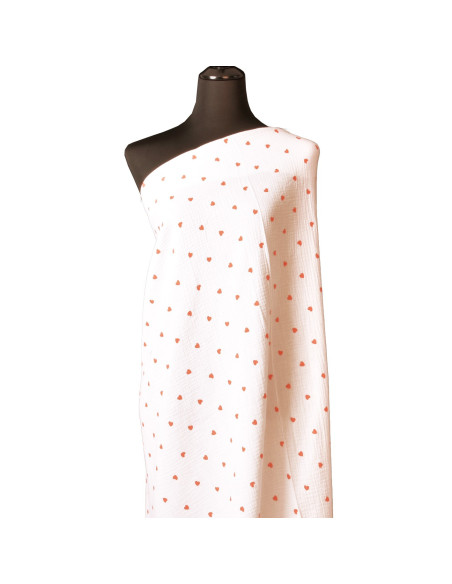 Double gauze cotton fabric - Small red heart