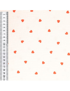 Double gauze cotton fabric - Small red heart 2
