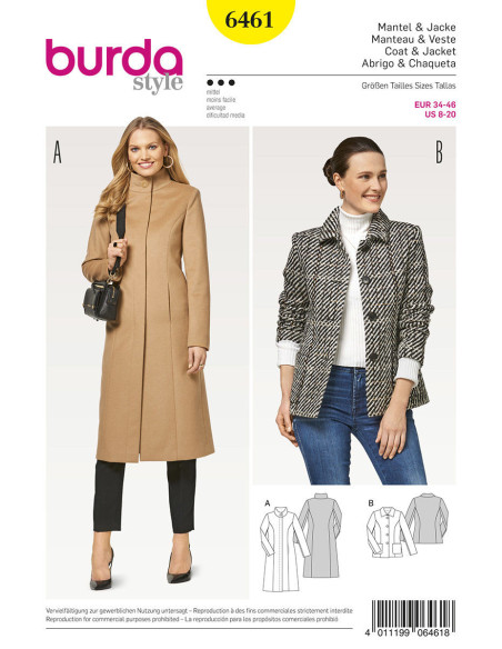 Coat and jacket pattern - Burda 6461