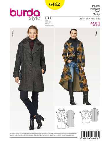 Coat pattern - Burda 6462