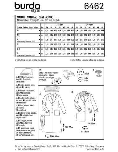 Coat pattern - Burda 6462