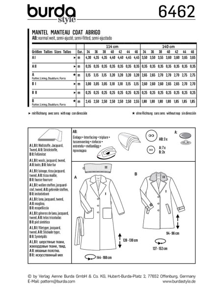 Coat pattern - Burda 6462