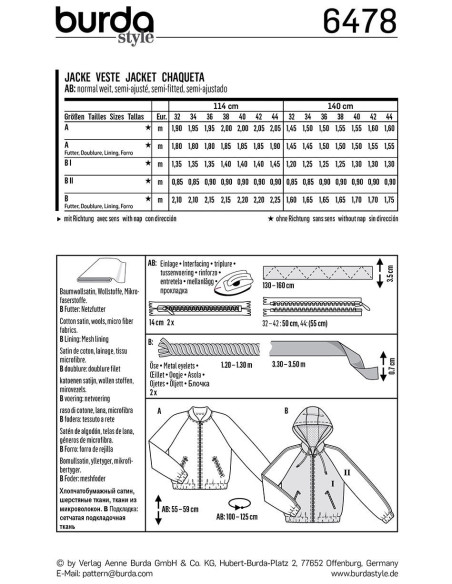 Jacket pattern - Burda 6478