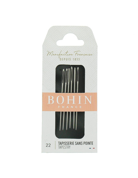 Cross-stitch needles, canvas, and knitting without point Bohin No. 22