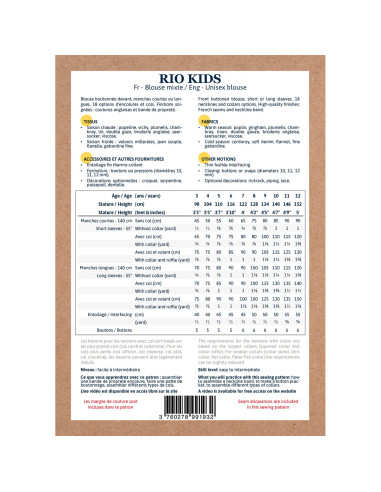 Patron de blouse mixte Rio Kids - Ikatee