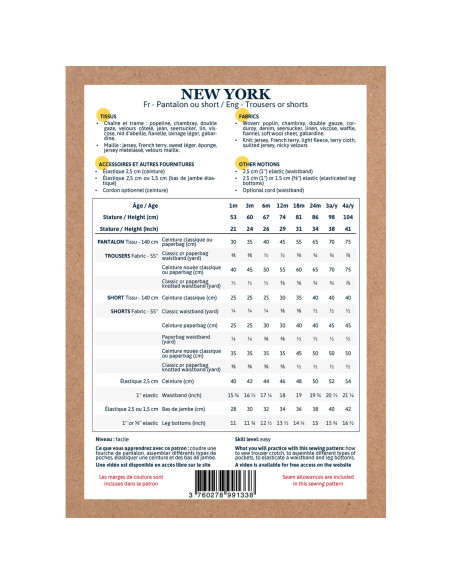 New York Baby Pants and Shorts Pattern - Ikatee