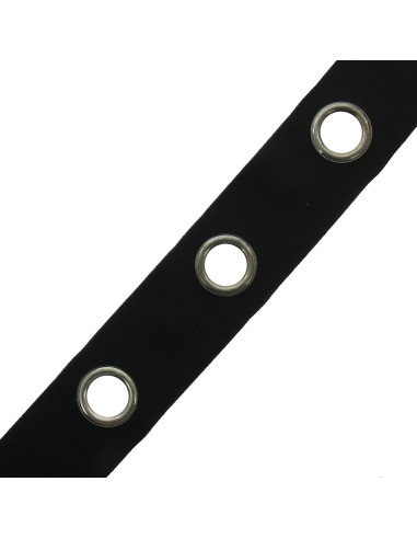 Matte silver eyelet tape - Black