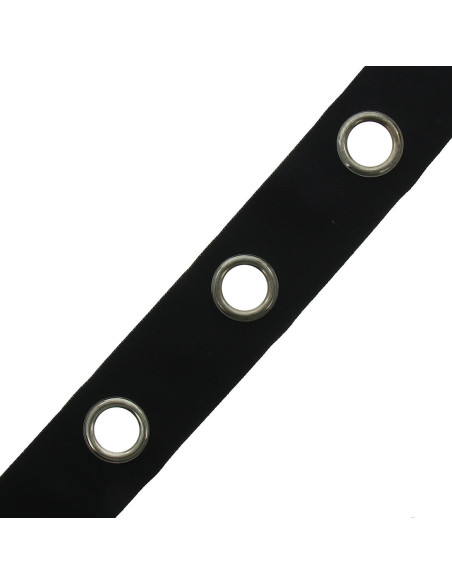 Matte silver eyelet tape - Black