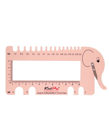 Multifunctional pink knitting gauge KnitPro