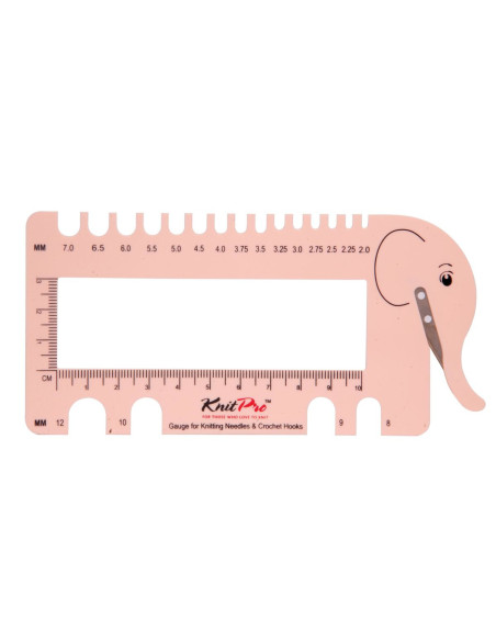 Multifunctional pink knitting gauge KnitPro