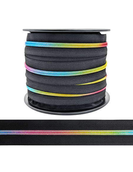 5 mm nylon zipper with lurex - Rainbow