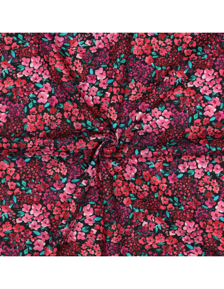 Cotton poplin fabric - Louise - Black background
