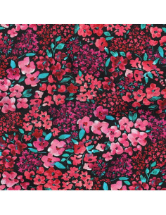 Cotton poplin fabric - Louise - Black background 2