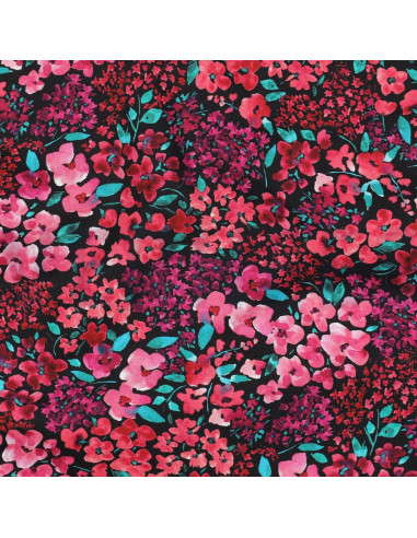 Cotton poplin fabric - Louise - Black background
