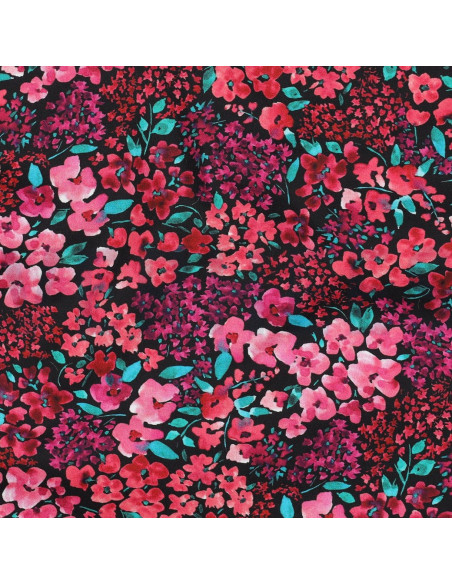 Cotton poplin fabric - Louise - Black background