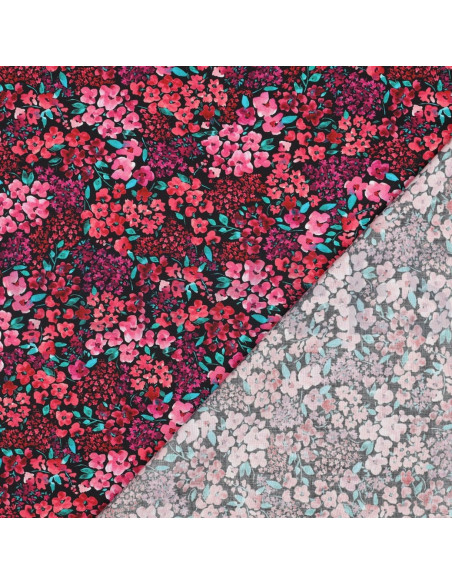 Cotton poplin fabric - Louise - Black background