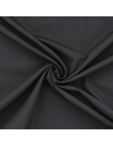Stretch cotton poplin fabric - Charcoal gray