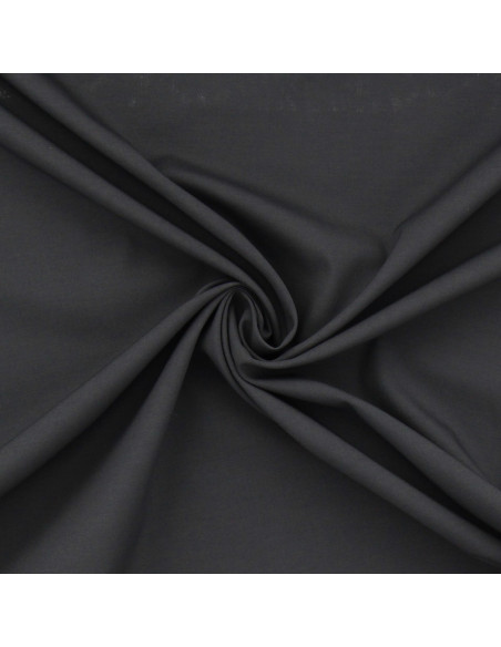 Stretch cotton poplin fabric - Charcoal gray