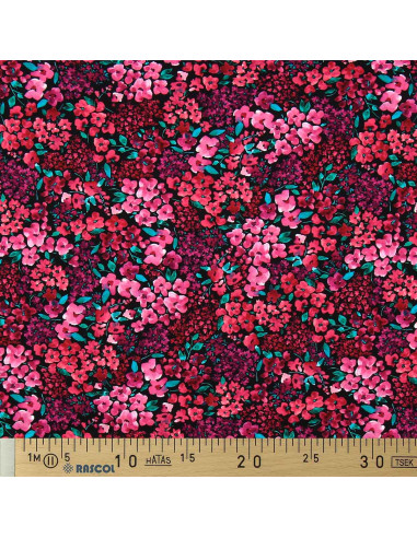 Cotton poplin fabric - Louise - Black background