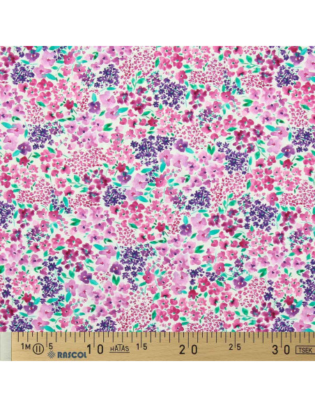 Cotton poplin fabric - Louise - White background