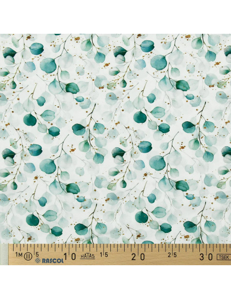 Tissu viscose - Eucalyptus Fond Blanc