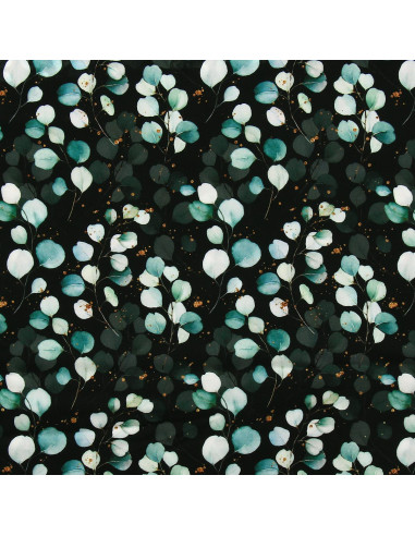 Tissu viscose - Eucalyptus Fond noir