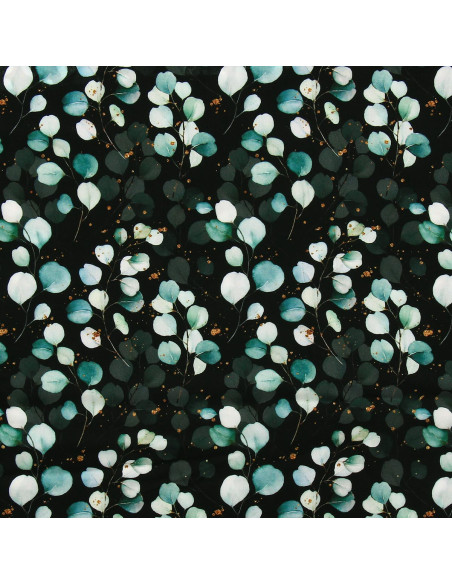 Tissu viscose - Eucalyptus Fond noir