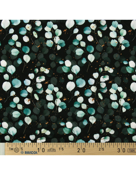 Tissu viscose - Eucalyptus Fond noir