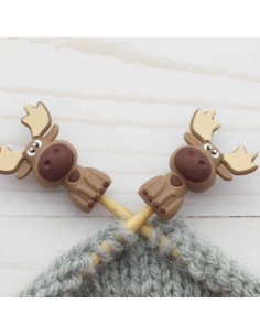 Stitch stoppers for knitting needles - Small moose