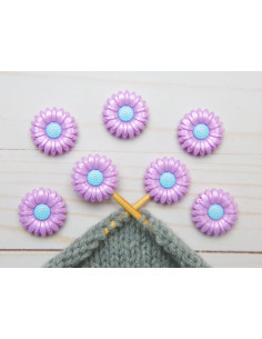 Stitch stoppers for knitting needles - Purple Daisy 2