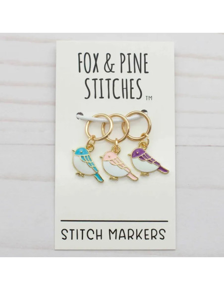 Set of 3 stitch markers - Pastel birds