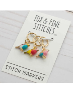 Set of 3 stitch markers - Colorful birds 2