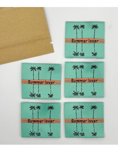Lot de 5 étiquettes tissées à coudre Summer love